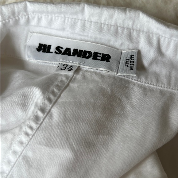 Jill Sander White Button Down Short Sleeve Blouse Size 34 Minimalist - Picture 2 of 5